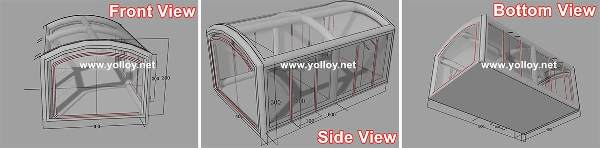 3D design drafts of inflatable car garage tent